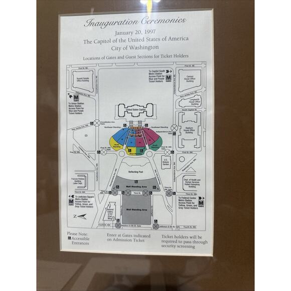 Bill Clinton Framed Inauguration Ticket, Invitation, Program, Photos, Map. - Picture 4 of 9